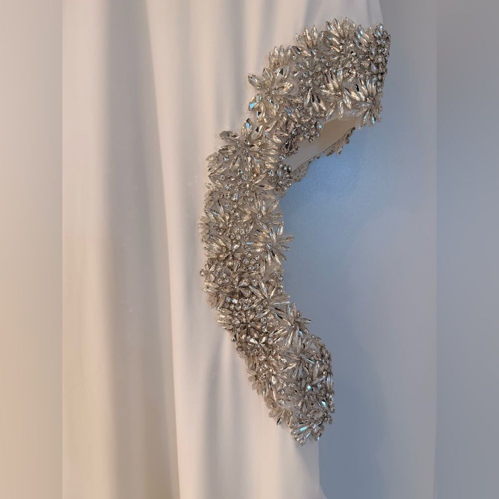 NEW BRONX AND BANCO Camila White Rhinestone Cutout Maxi Dress,  Evening Gown, S - Picture 6 of 14
